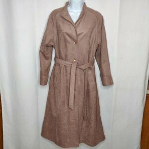 Vintage Long Coat Trench Moleskin Lined Sz 11/12 Mauve Pink Forecaster of Boston